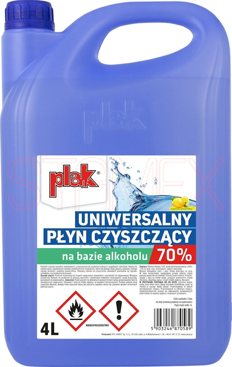 Płyn do mycia i dezynfekcji alkoholowy 70% 4L WYPRZEDAŻ!