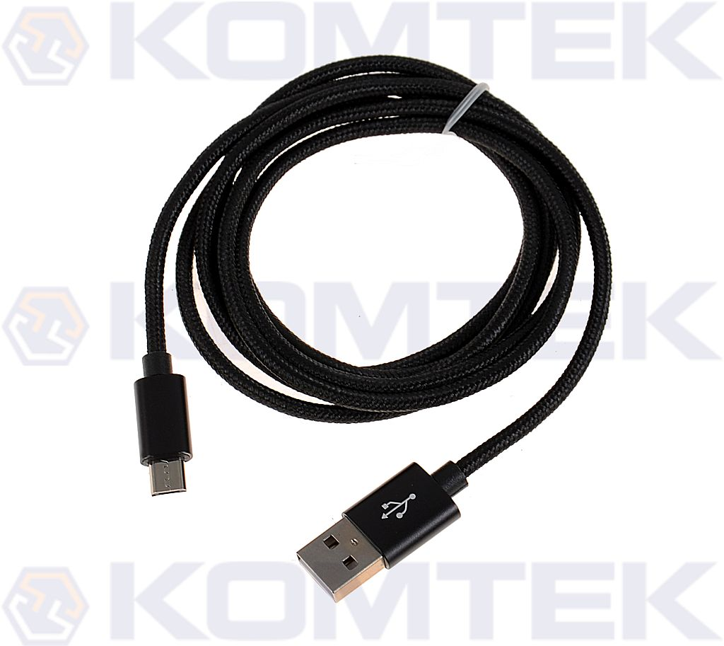 Przewód USB/MicroUSB 1,5m pleciony czarny